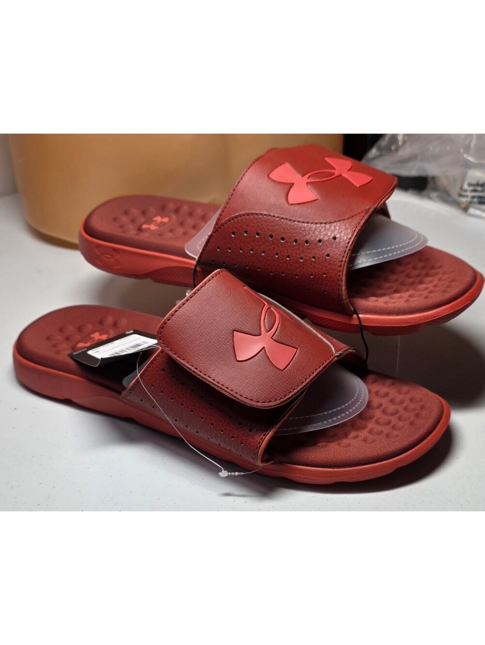 Under Armour Adjustable Red Slide Sandals - Size 10 - New with Tags